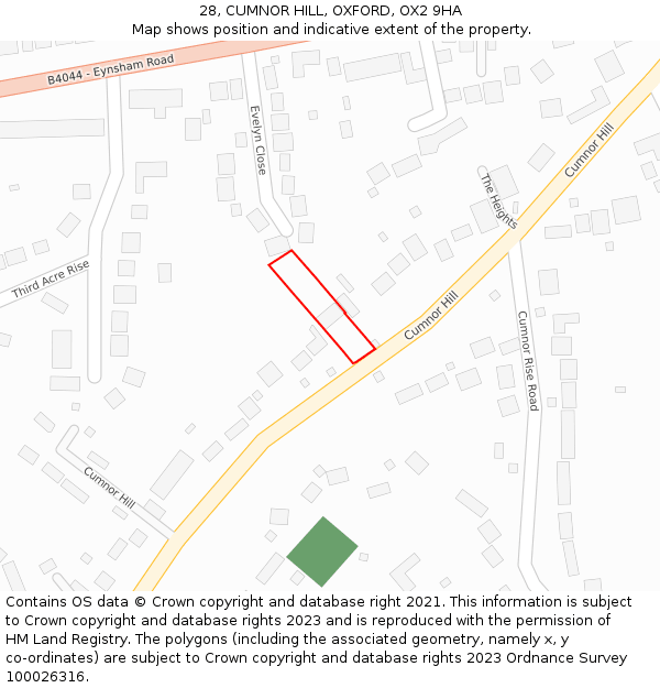 28, CUMNOR HILL, OXFORD, OX2 9HA: Location map and indicative extent of plot