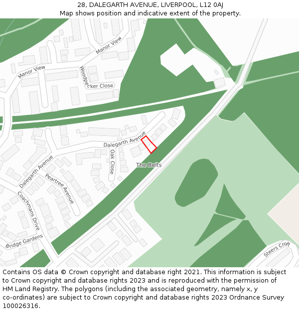 28, DALEGARTH AVENUE, LIVERPOOL, L12 0AJ: Location map and indicative extent of plot