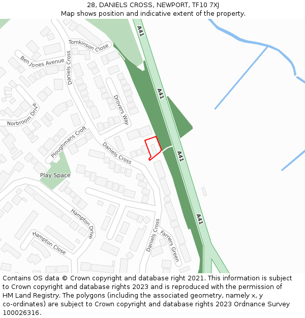 28, DANIELS CROSS, NEWPORT, TF10 7XJ: Location map and indicative extent of plot