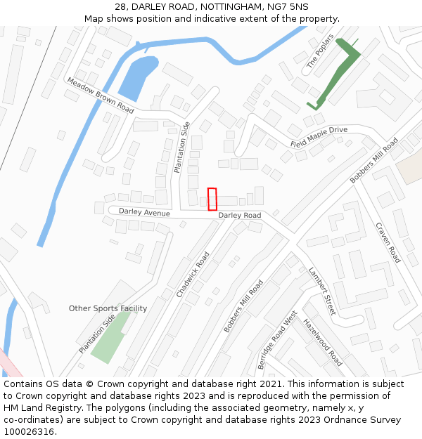 28, DARLEY ROAD, NOTTINGHAM, NG7 5NS: Location map and indicative extent of plot