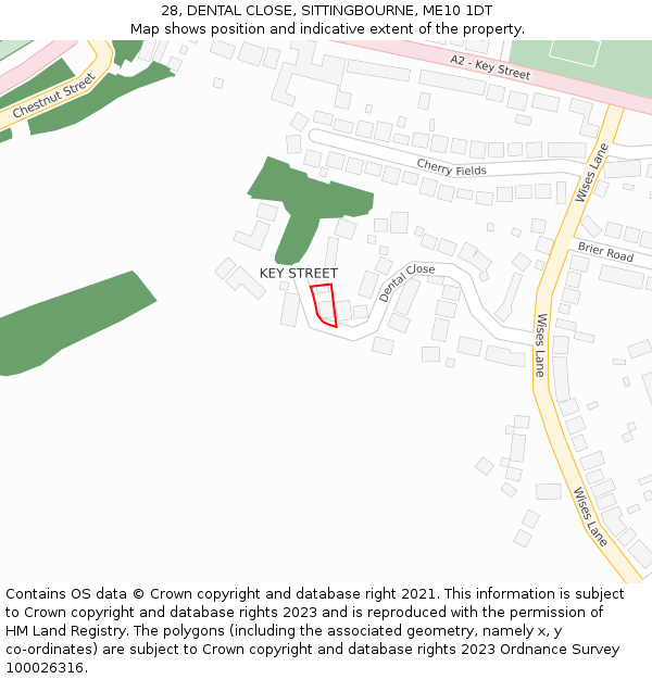 28, DENTAL CLOSE, SITTINGBOURNE, ME10 1DT: Location map and indicative extent of plot