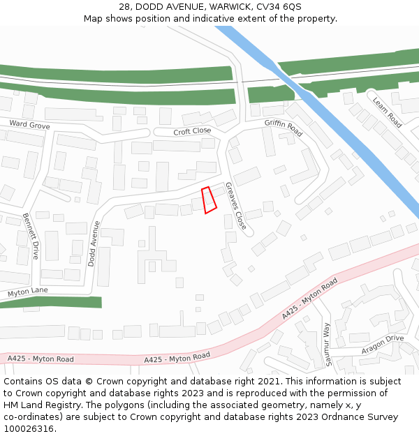 28, DODD AVENUE, WARWICK, CV34 6QS: Location map and indicative extent of plot