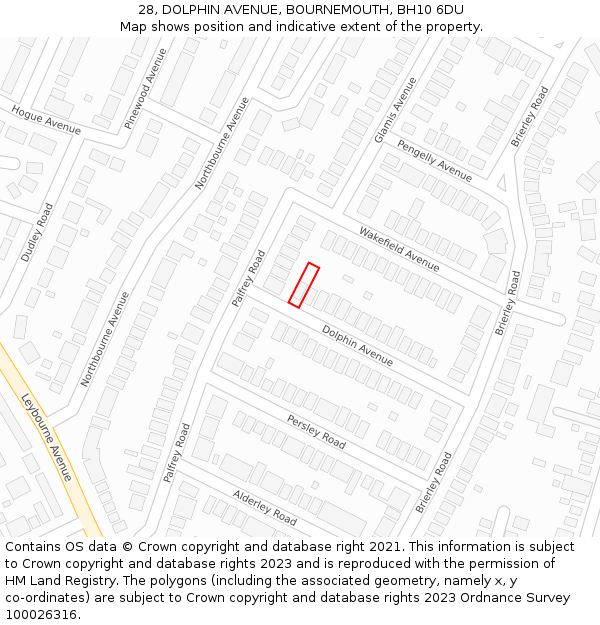 28, DOLPHIN AVENUE, BOURNEMOUTH, BH10 6DU: Location map and indicative extent of plot