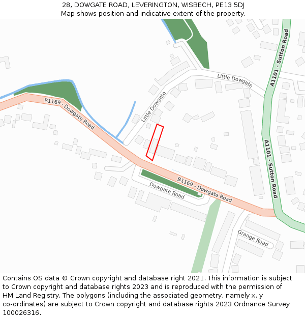 28, DOWGATE ROAD, LEVERINGTON, WISBECH, PE13 5DJ: Location map and indicative extent of plot