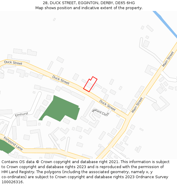 28, DUCK STREET, EGGINTON, DERBY, DE65 6HG: Location map and indicative extent of plot