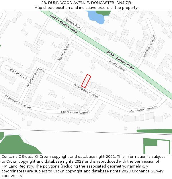 28, DUNNIWOOD AVENUE, DONCASTER, DN4 7JR: Location map and indicative extent of plot