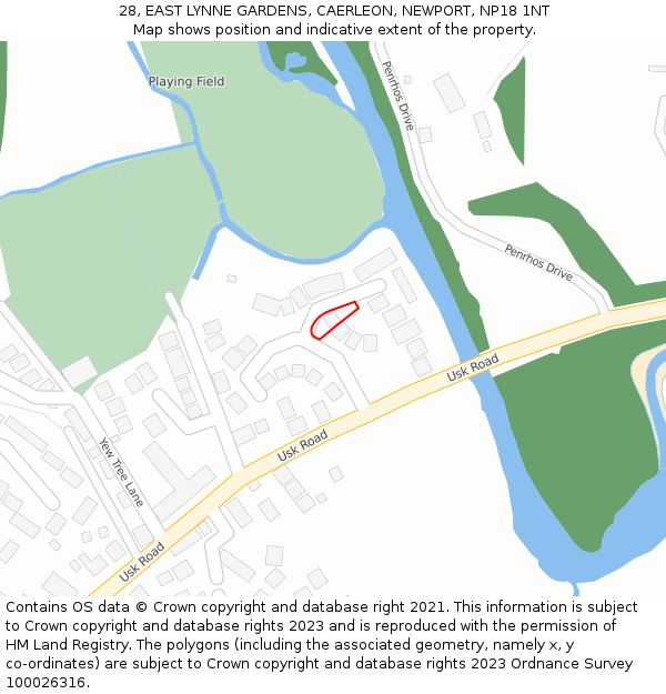 28, EAST LYNNE GARDENS, CAERLEON, NEWPORT, NP18 1NT: Location map and indicative extent of plot