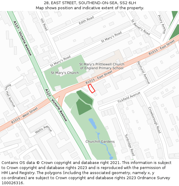 28, EAST STREET, SOUTHEND-ON-SEA, SS2 6LH: Location map and indicative extent of plot