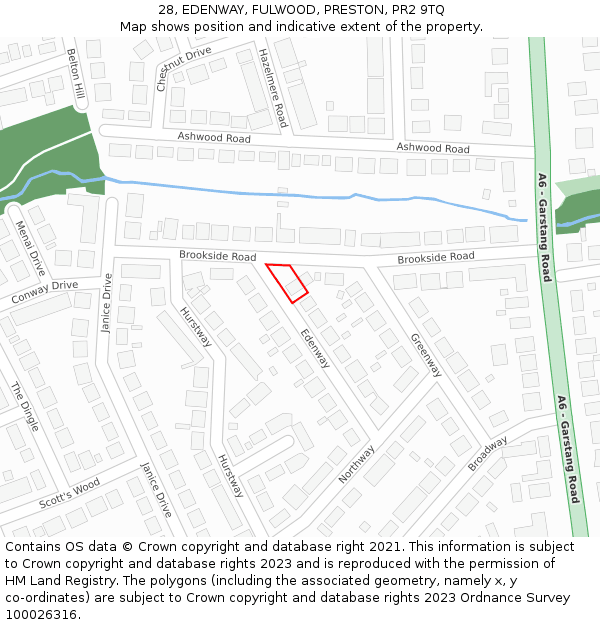 28, EDENWAY, FULWOOD, PRESTON, PR2 9TQ: Location map and indicative extent of plot