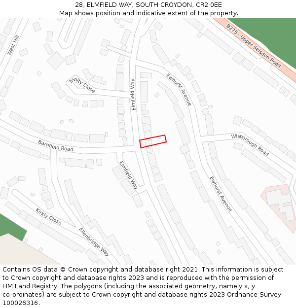 28, ELMFIELD WAY, SOUTH CROYDON, CR2 0EE: Location map and indicative extent of plot