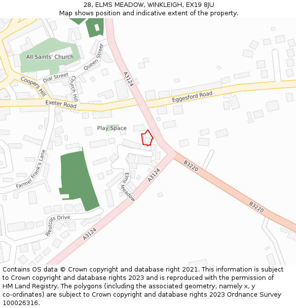28, ELMS MEADOW, WINKLEIGH, EX19 8JU: Location map and indicative extent of plot