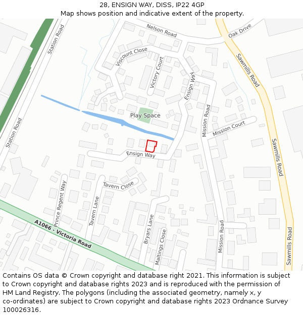 28, ENSIGN WAY, DISS, IP22 4GP: Location map and indicative extent of plot