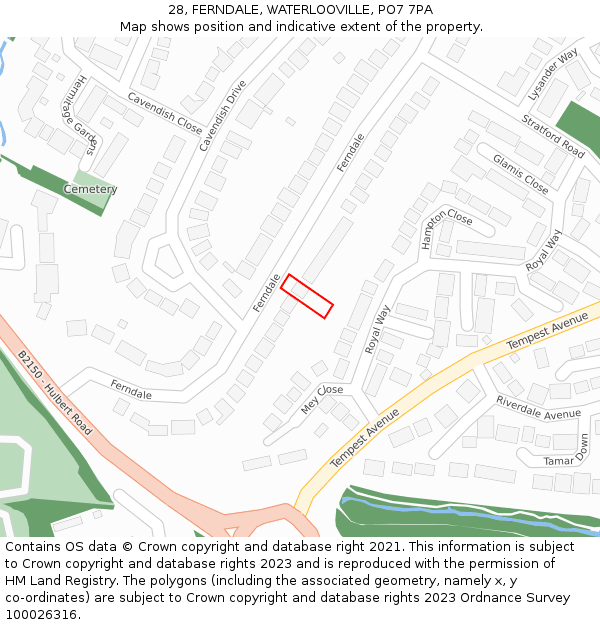 28, FERNDALE, WATERLOOVILLE, PO7 7PA: Location map and indicative extent of plot