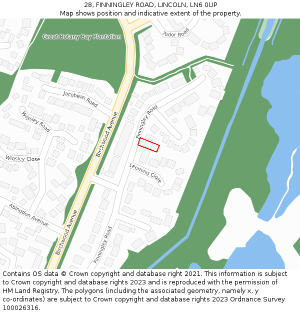 28, FINNINGLEY ROAD, LINCOLN, LN6 0UP: Location map and indicative extent of plot