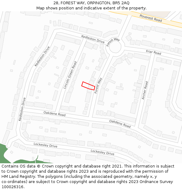 28, FOREST WAY, ORPINGTON, BR5 2AQ: Location map and indicative extent of plot