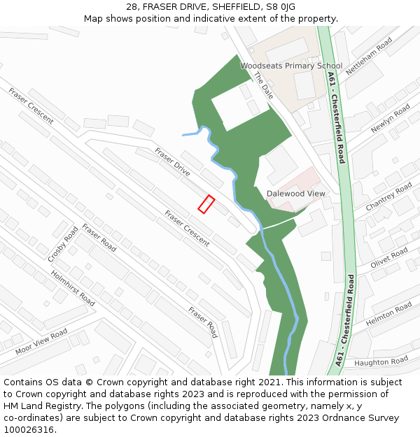 28, FRASER DRIVE, SHEFFIELD, S8 0JG: Location map and indicative extent of plot