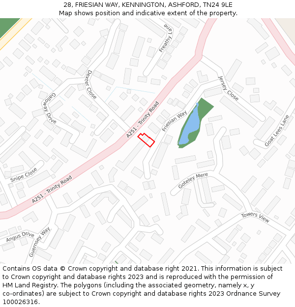 28, FRIESIAN WAY, KENNINGTON, ASHFORD, TN24 9LE: Location map and indicative extent of plot