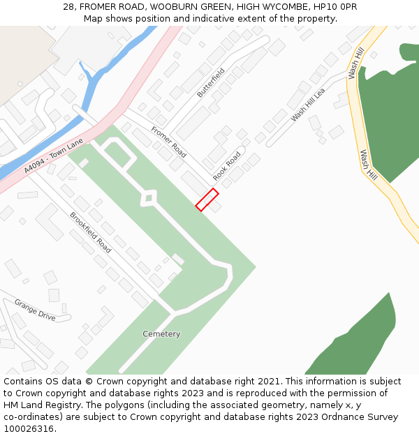 28, FROMER ROAD, WOOBURN GREEN, HIGH WYCOMBE, HP10 0PR: Location map and indicative extent of plot