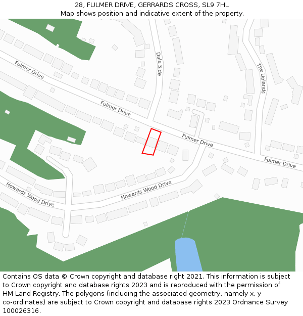 28, FULMER DRIVE, GERRARDS CROSS, SL9 7HL: Location map and indicative extent of plot