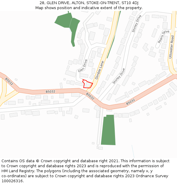 28, GLEN DRIVE, ALTON, STOKE-ON-TRENT, ST10 4DJ: Location map and indicative extent of plot