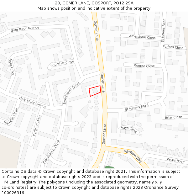 28, GOMER LANE, GOSPORT, PO12 2SA: Location map and indicative extent of plot