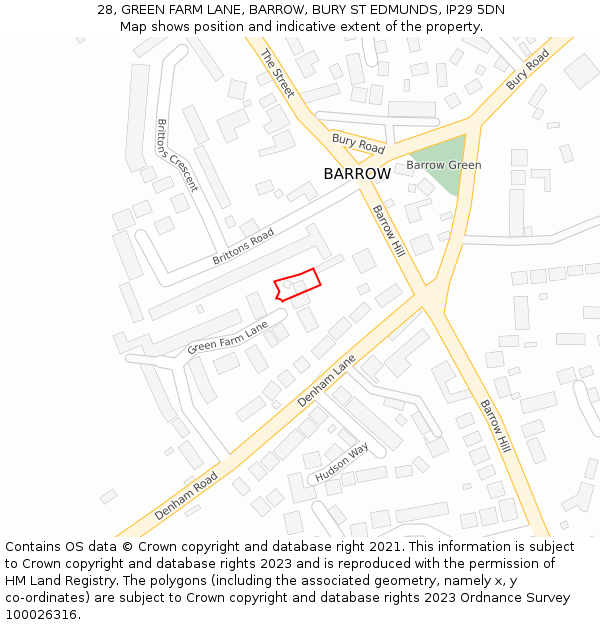 28, GREEN FARM LANE, BARROW, BURY ST EDMUNDS, IP29 5DN: Location map and indicative extent of plot