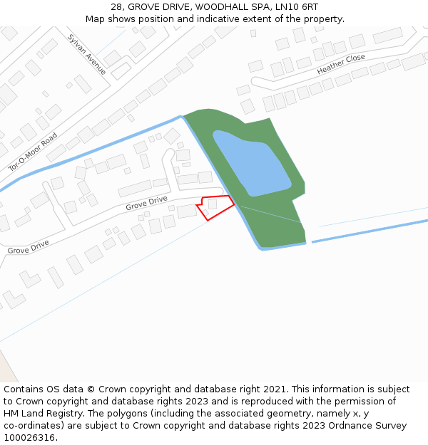 28, GROVE DRIVE, WOODHALL SPA, LN10 6RT: Location map and indicative extent of plot