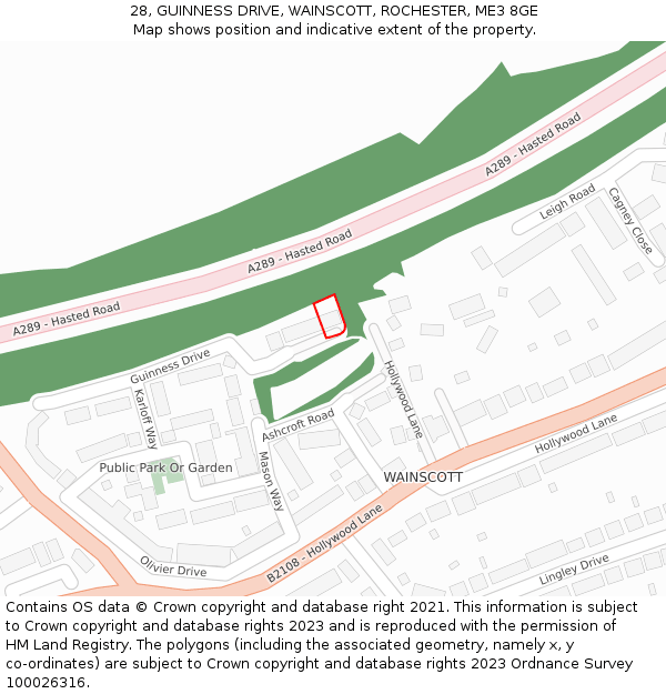 28, GUINNESS DRIVE, WAINSCOTT, ROCHESTER, ME3 8GE: Location map and indicative extent of plot