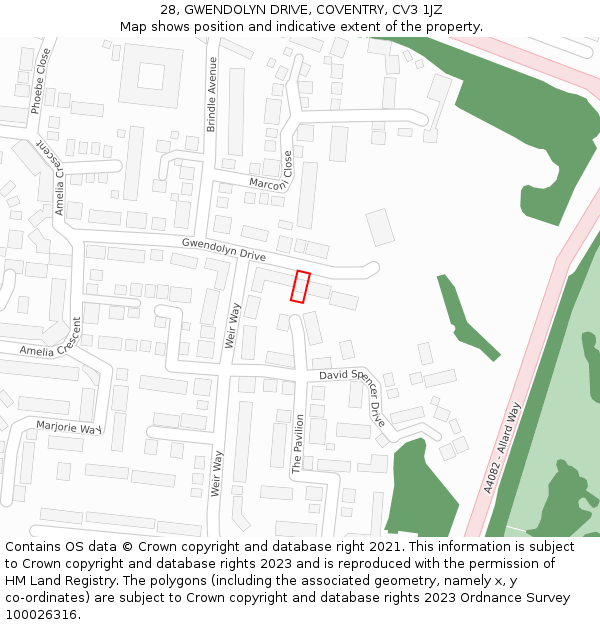 28, GWENDOLYN DRIVE, COVENTRY, CV3 1JZ: Location map and indicative extent of plot