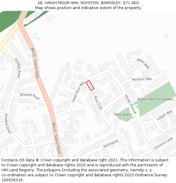 28, HAIGH MOOR WAY, ROYSTON, BARNSLEY, S71 4EG: Location map and indicative extent of plot