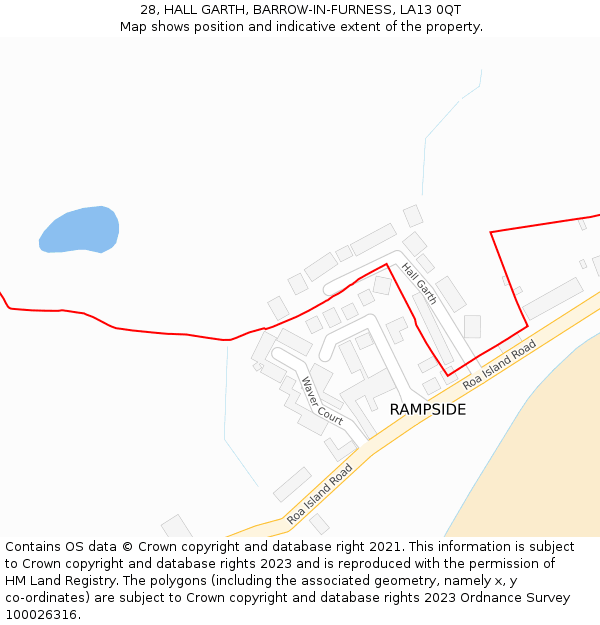 28, HALL GARTH, BARROW-IN-FURNESS, LA13 0QT: Location map and indicative extent of plot