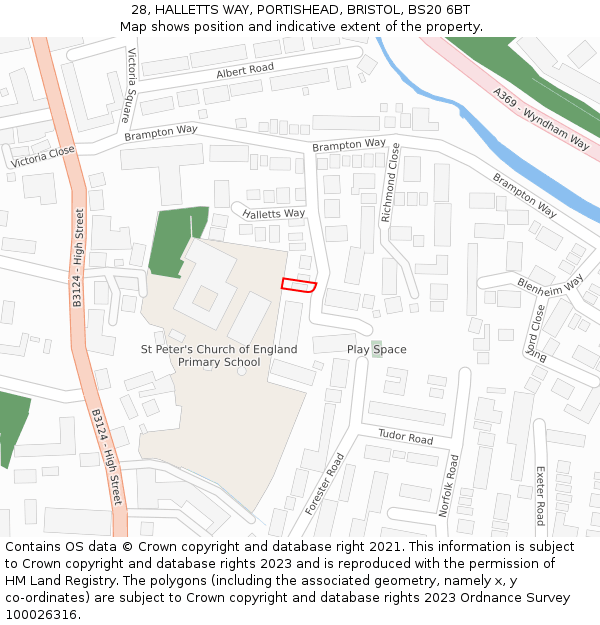 28, HALLETTS WAY, PORTISHEAD, BRISTOL, BS20 6BT: Location map and indicative extent of plot