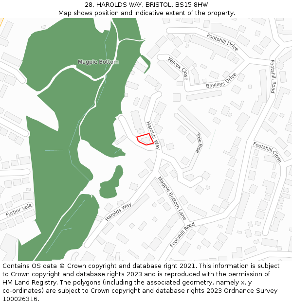 28, HAROLDS WAY, BRISTOL, BS15 8HW: Location map and indicative extent of plot