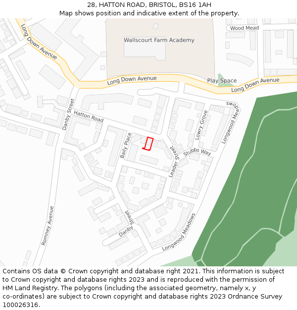 28, HATTON ROAD, BRISTOL, BS16 1AH: Location map and indicative extent of plot