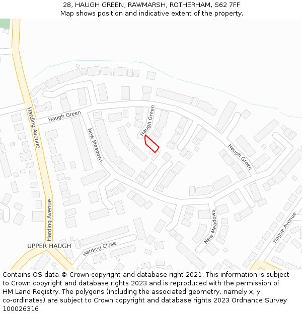 28, HAUGH GREEN, RAWMARSH, ROTHERHAM, S62 7FF: Location map and indicative extent of plot