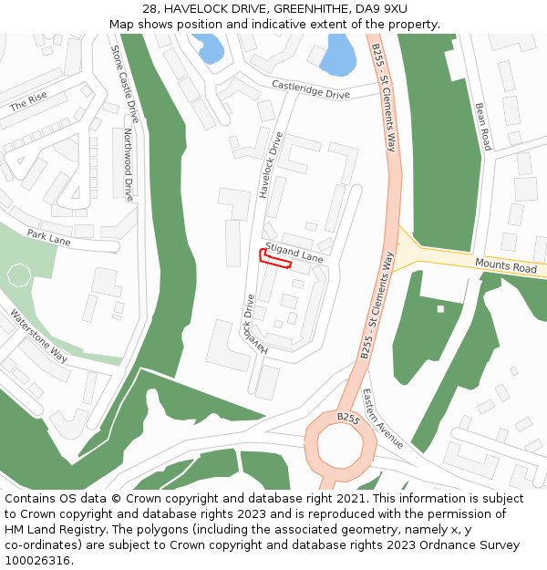 28, HAVELOCK DRIVE, GREENHITHE, DA9 9XU: Location map and indicative extent of plot