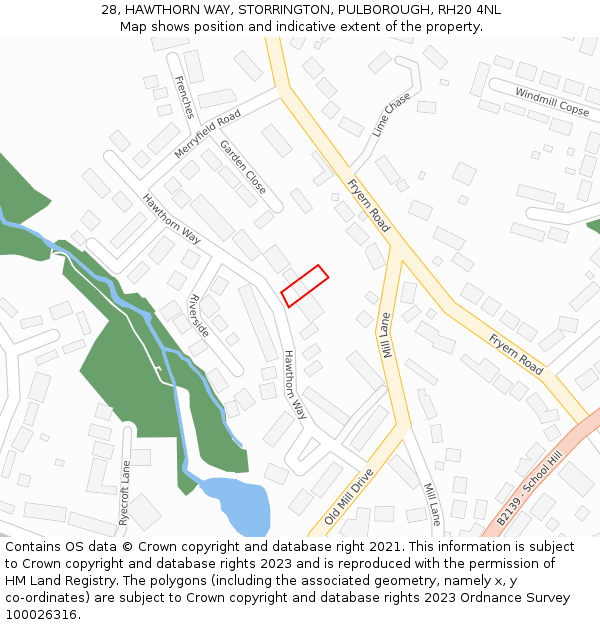 28, HAWTHORN WAY, STORRINGTON, PULBOROUGH, RH20 4NL: Location map and indicative extent of plot