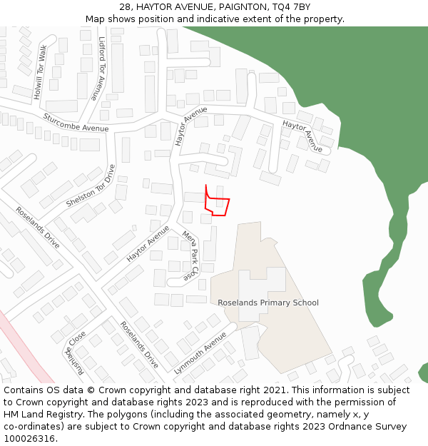 28, HAYTOR AVENUE, PAIGNTON, TQ4 7BY: Location map and indicative extent of plot