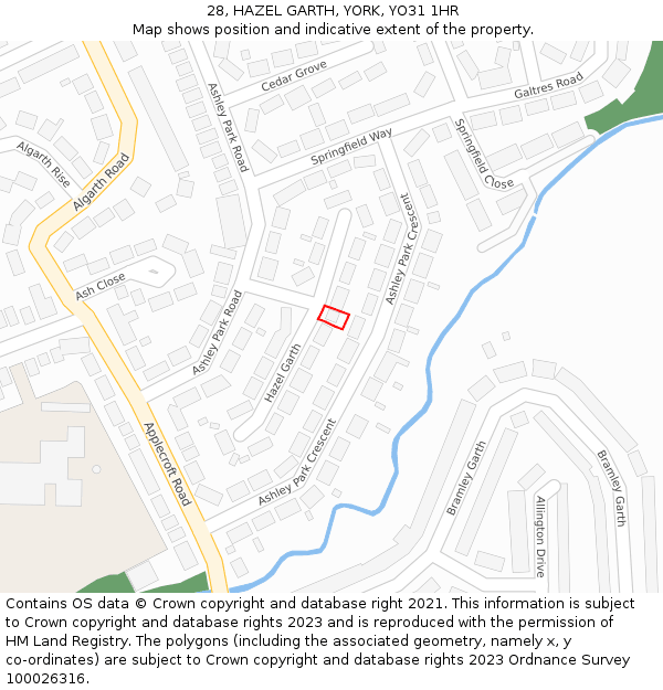 28, HAZEL GARTH, YORK, YO31 1HR: Location map and indicative extent of plot