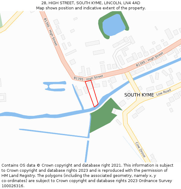 28, HIGH STREET, SOUTH KYME, LINCOLN, LN4 4AD: Location map and indicative extent of plot