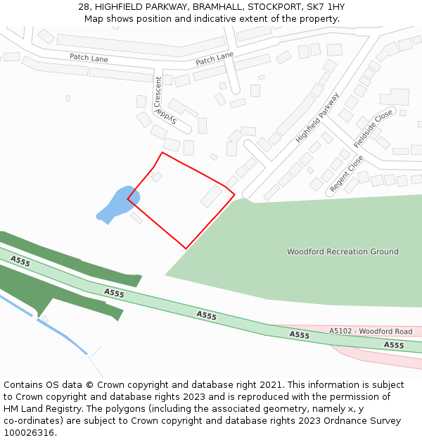 28, HIGHFIELD PARKWAY, BRAMHALL, STOCKPORT, SK7 1HY: Location map and indicative extent of plot