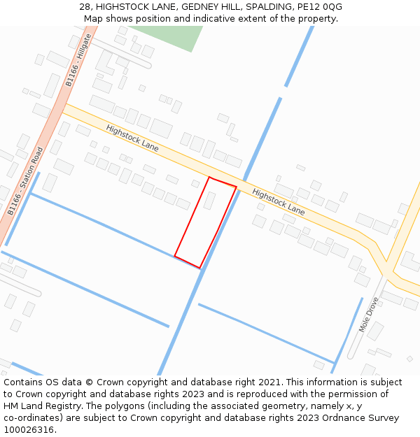 28, HIGHSTOCK LANE, GEDNEY HILL, SPALDING, PE12 0QG: Location map and indicative extent of plot