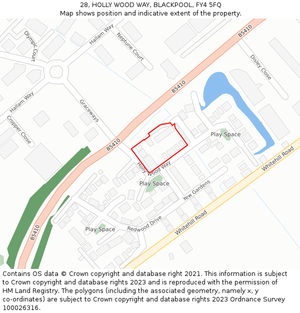 28, HOLLY WOOD WAY, BLACKPOOL, FY4 5FQ: Location map and indicative extent of plot