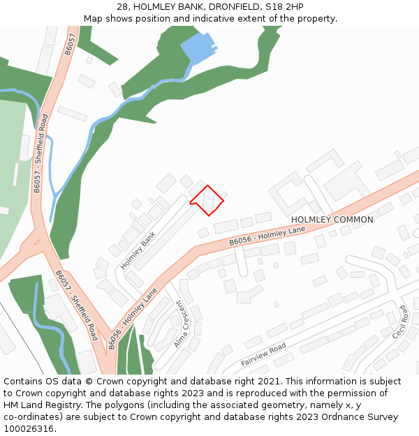 28, HOLMLEY BANK, DRONFIELD, S18 2HP: Location map and indicative extent of plot