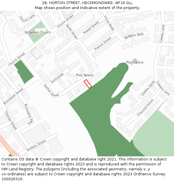 28, HORTON STREET, HECKMONDWIKE, WF16 0LL: Location map and indicative extent of plot