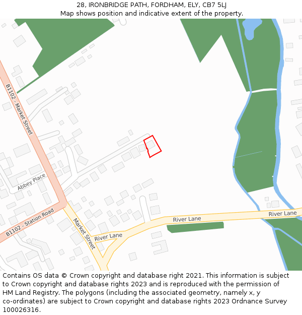 28, IRONBRIDGE PATH, FORDHAM, ELY, CB7 5LJ: Location map and indicative extent of plot
