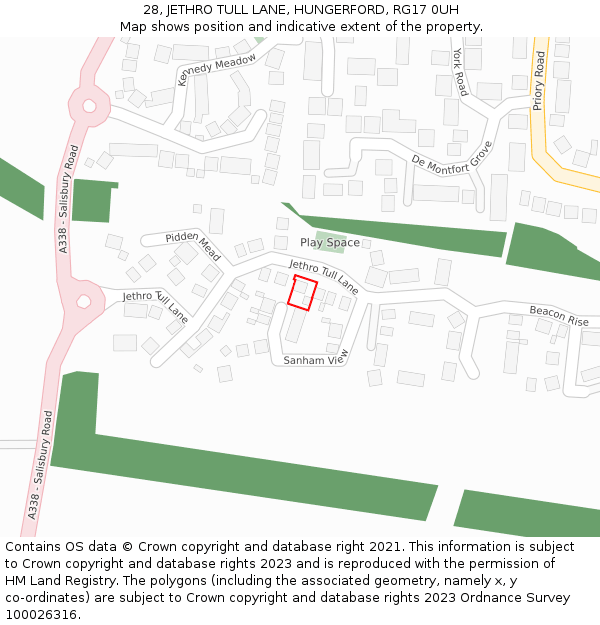 28, JETHRO TULL LANE, HUNGERFORD, RG17 0UH: Location map and indicative extent of plot