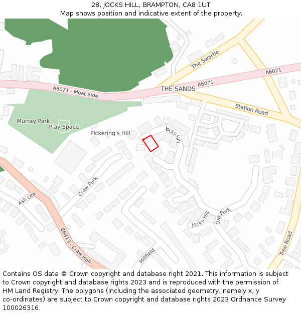 28, JOCKS HILL, BRAMPTON, CA8 1UT: Location map and indicative extent of plot