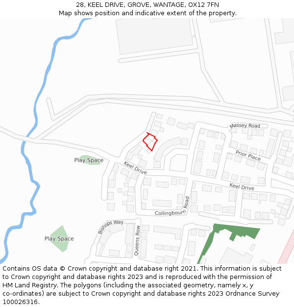 28, KEEL DRIVE, GROVE, WANTAGE, OX12 7FN: Location map and indicative extent of plot