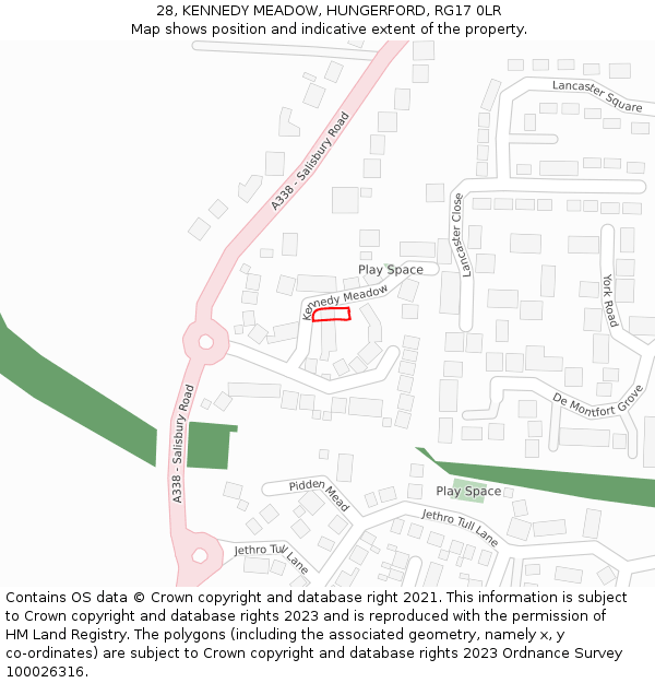 28, KENNEDY MEADOW, HUNGERFORD, RG17 0LR: Location map and indicative extent of plot
